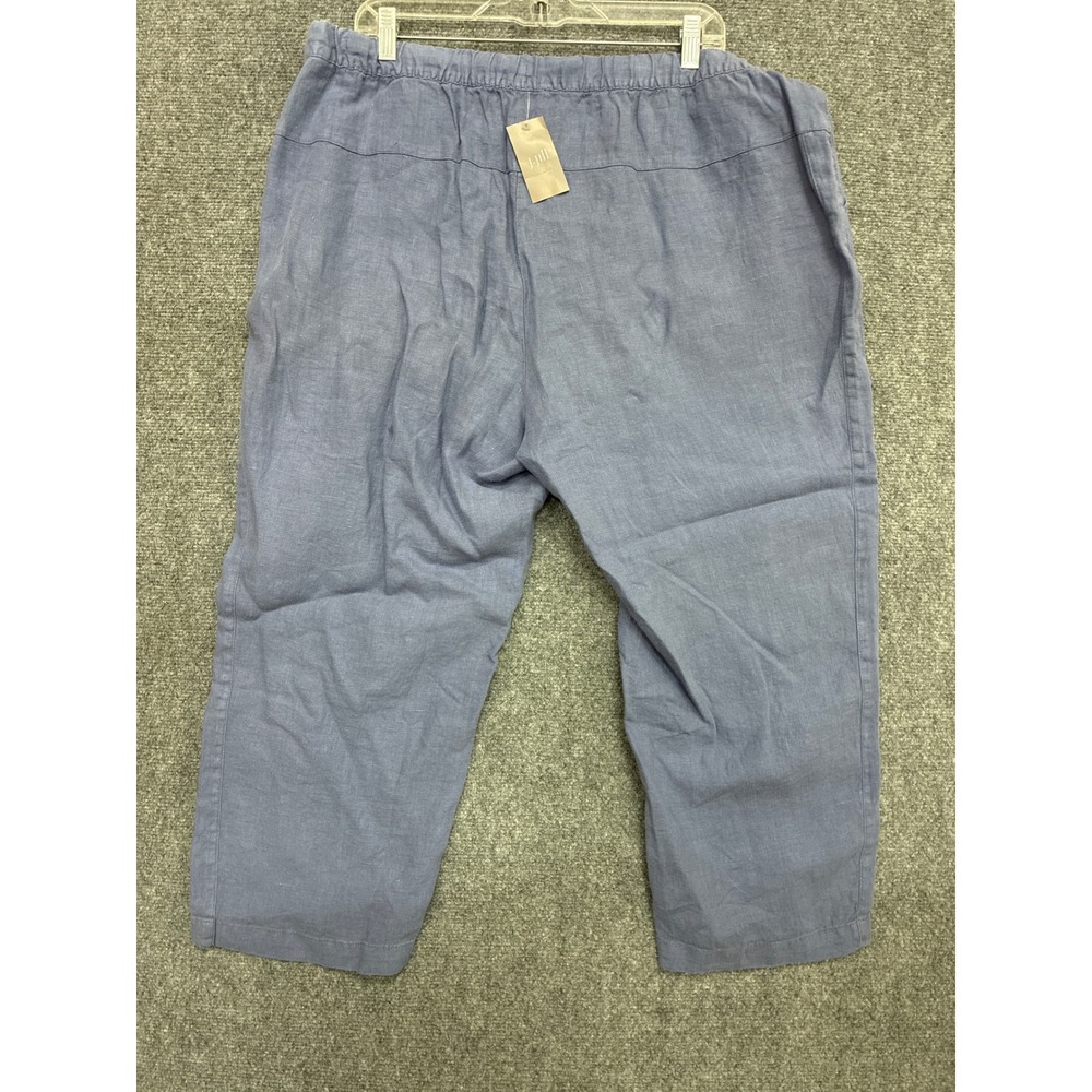 J. Jill Pure Jill Garment-Dyed Linen Pants Blue 2X NWT Drawstring Cropped - Picture 2 of 5